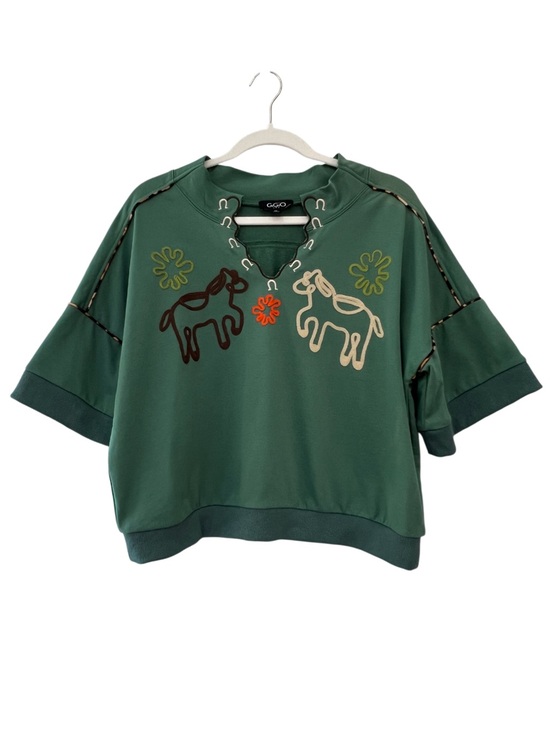 Gigio Tops - GIGIO USA Vintage Horse Embroidered Green Sweatshirt Top Size M